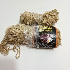 Lion Brand Chenille Yarn 99 Chardonnay 2 Skeins